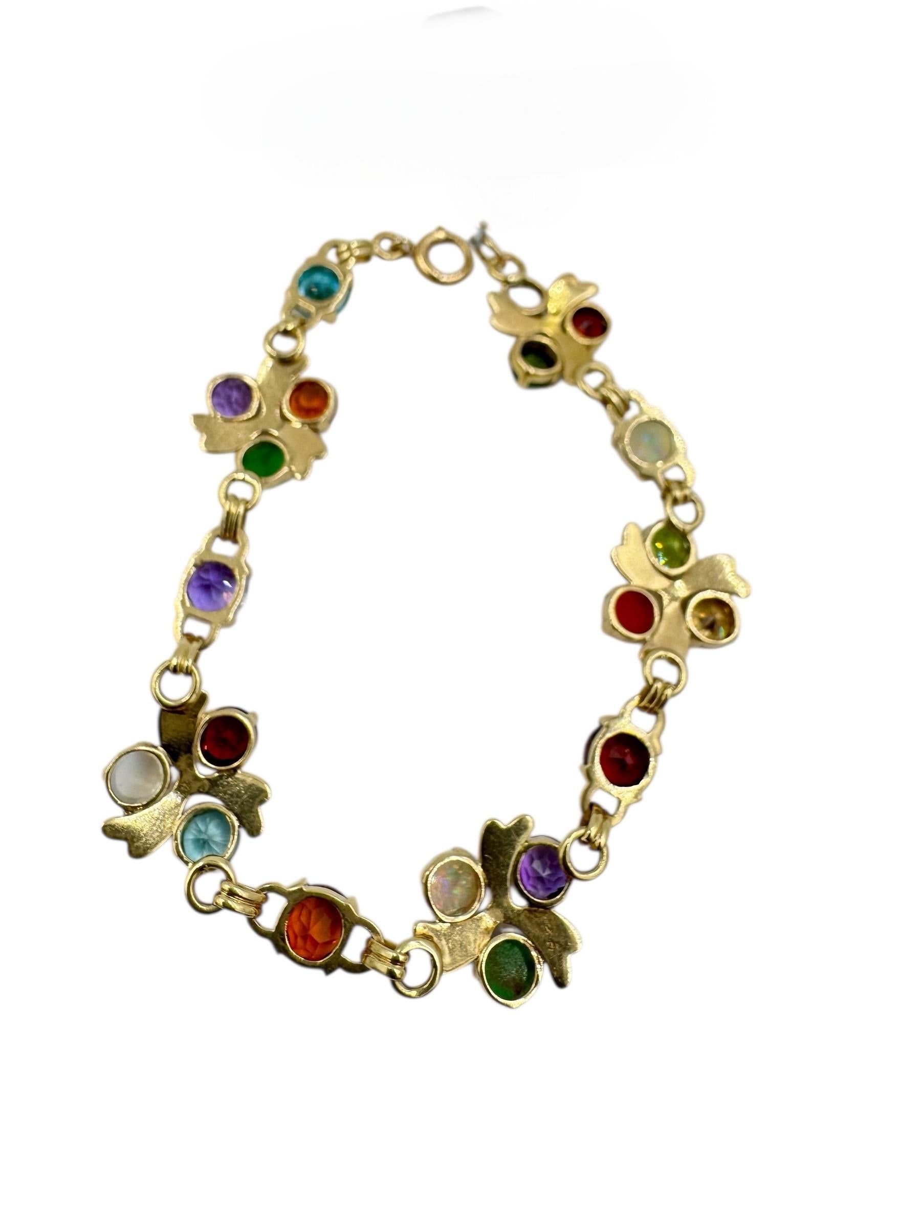 1950's 14k gold Multi Gemstone Bracelet 7 1/4"