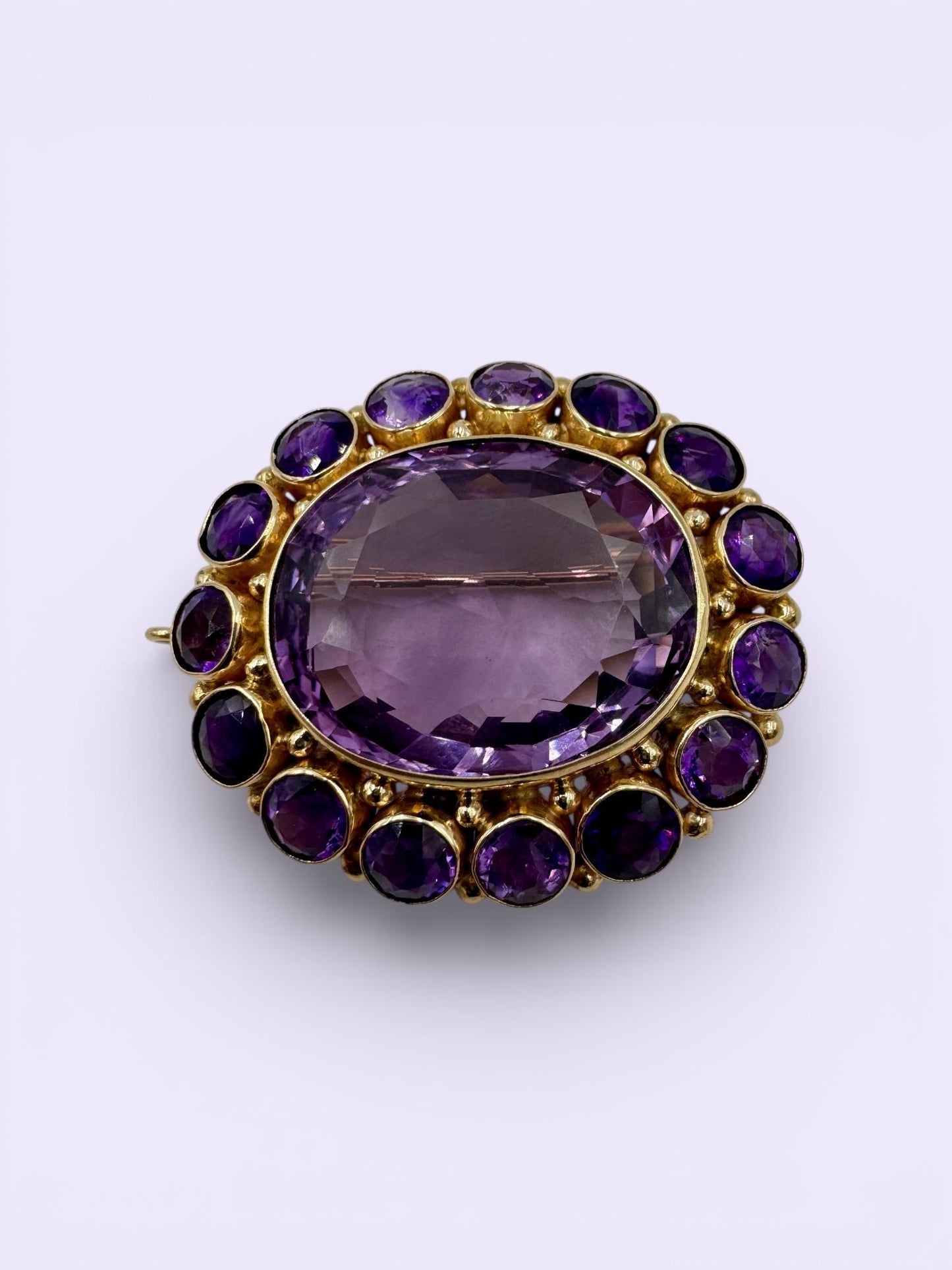 Vintage 1950's 14k Gold Amethyst Brooch Pendant Combo