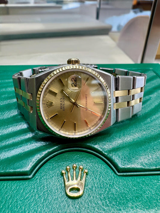 Rolex OysterQuartz Datejust Ref 17013 Two Tone 14k Gold