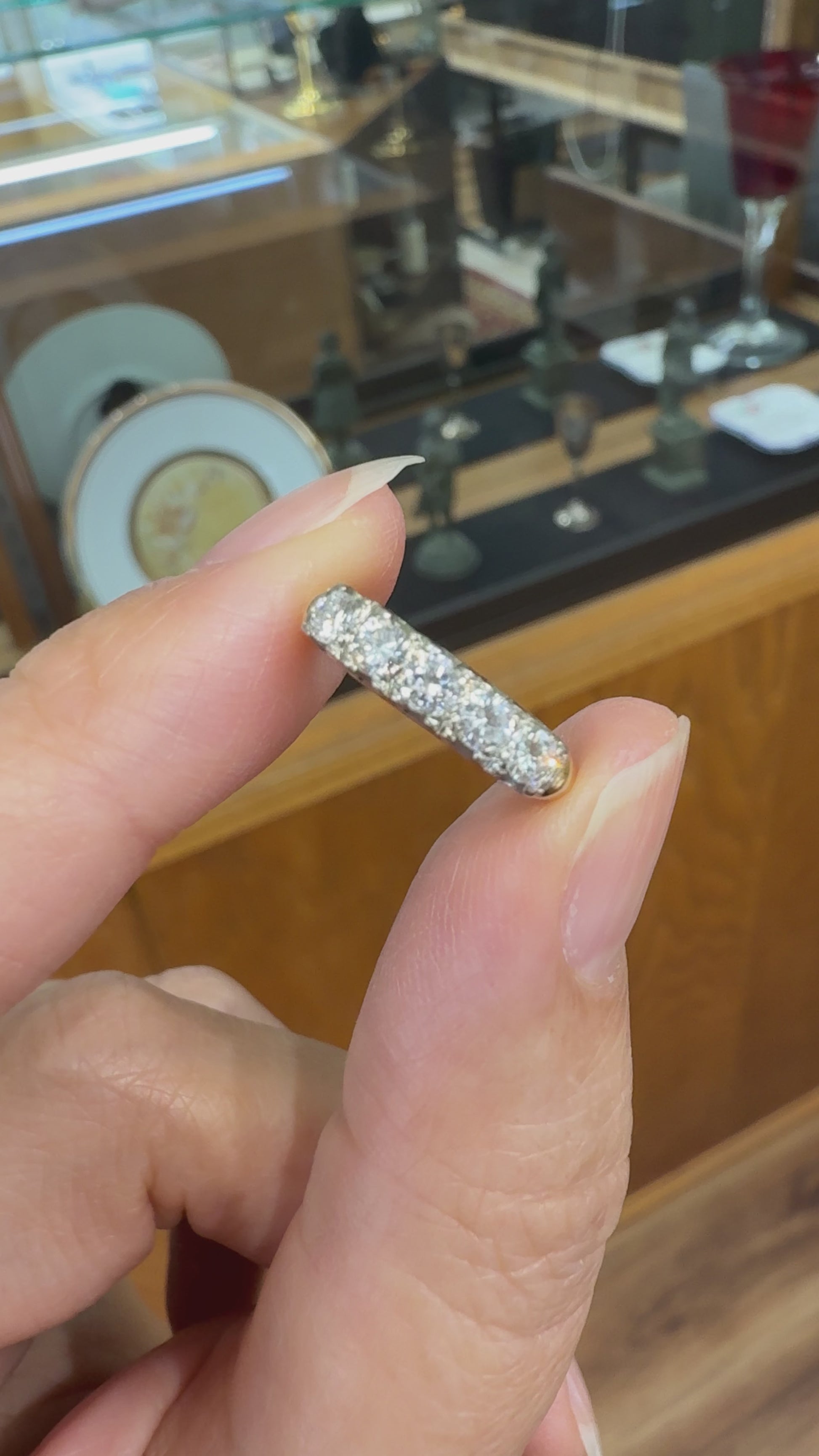 Vintage 1950's 5 Stone Diamond Band Ring 14k Gold