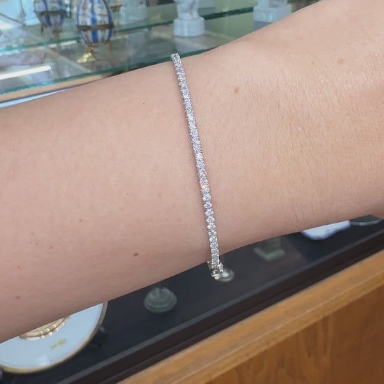 Diamond Half Bangle Bracelet 14k White Gold