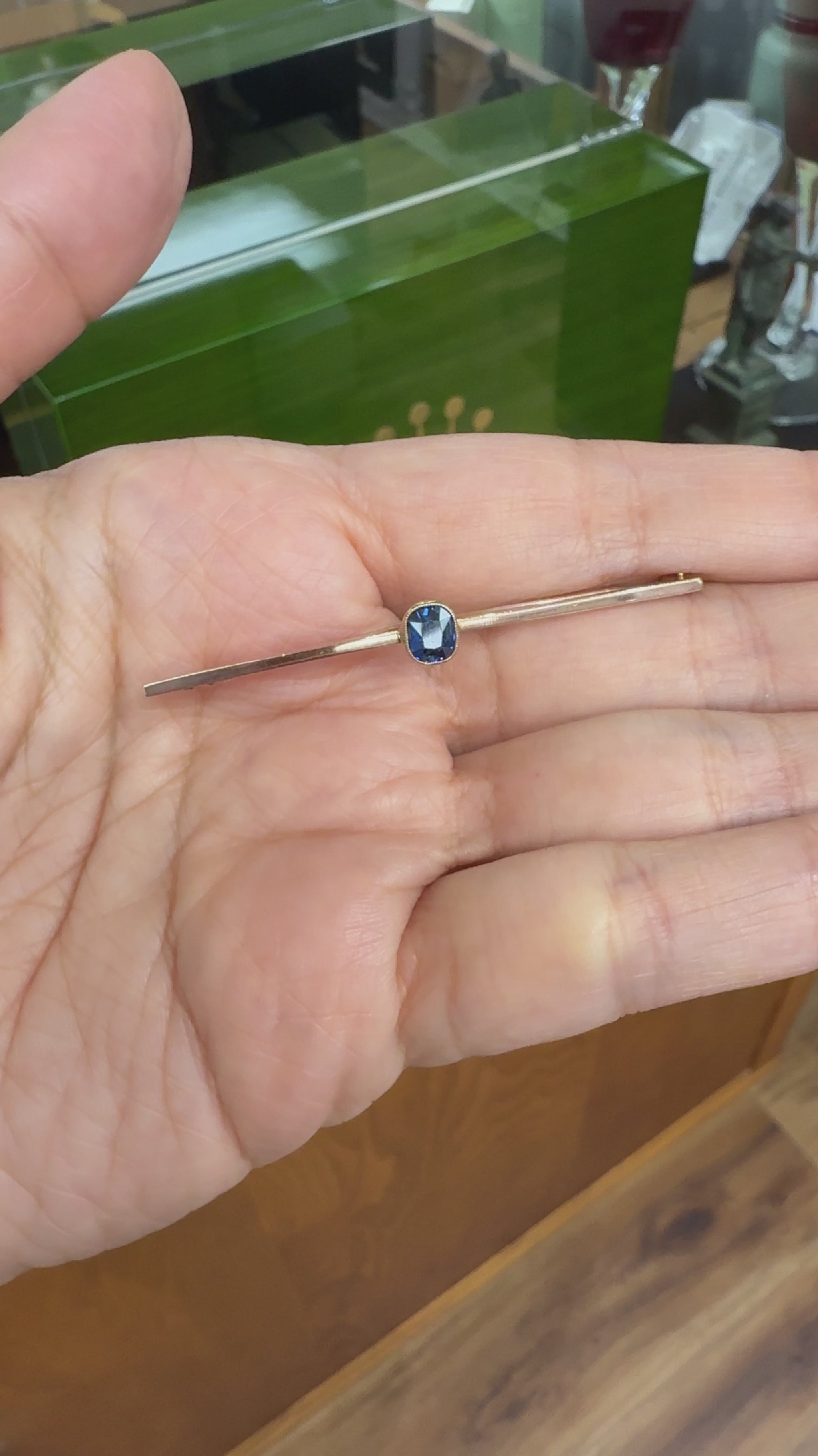 Victorian Old Cut No Heat Sapphire Bar Brooch 9ct Gold