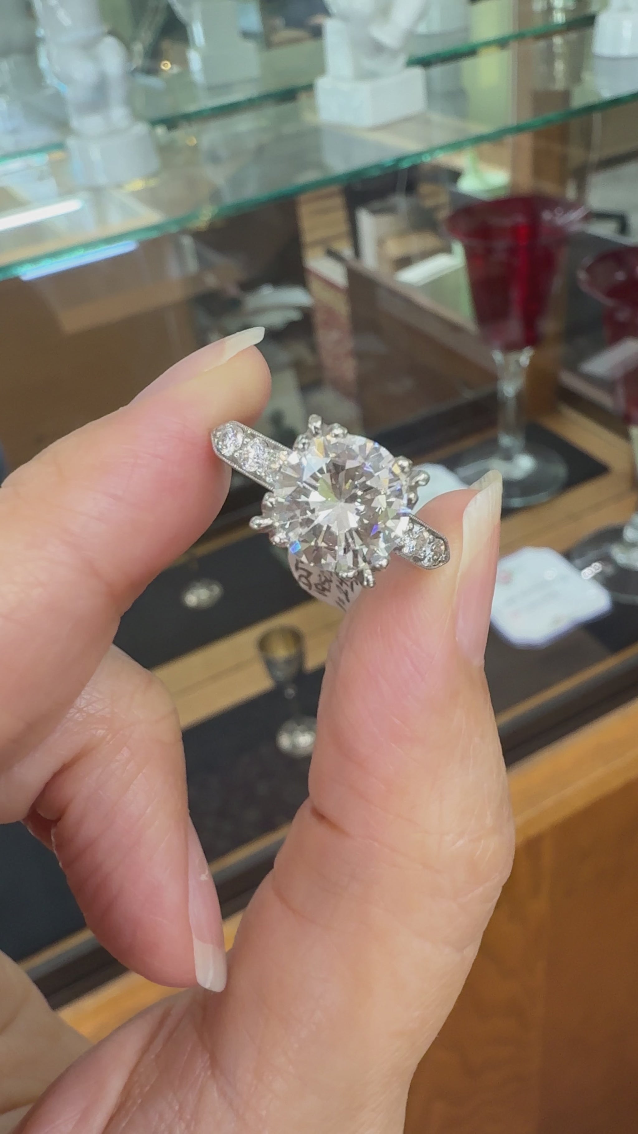 1950s GIA 2.42 Carat Diamond Platinum Engagement Ring