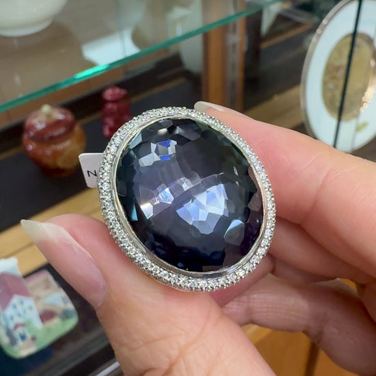 David Yurman Diamond Quartz and Hematite Statement Ring Sterling Silver