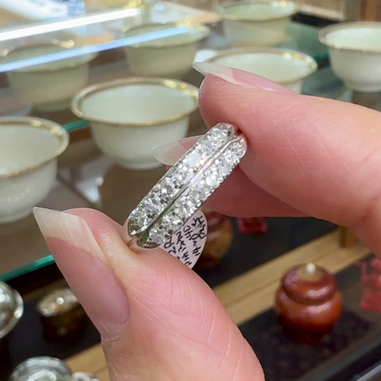 1950's Double Row Single Cut Diamond Band Ring Platinum