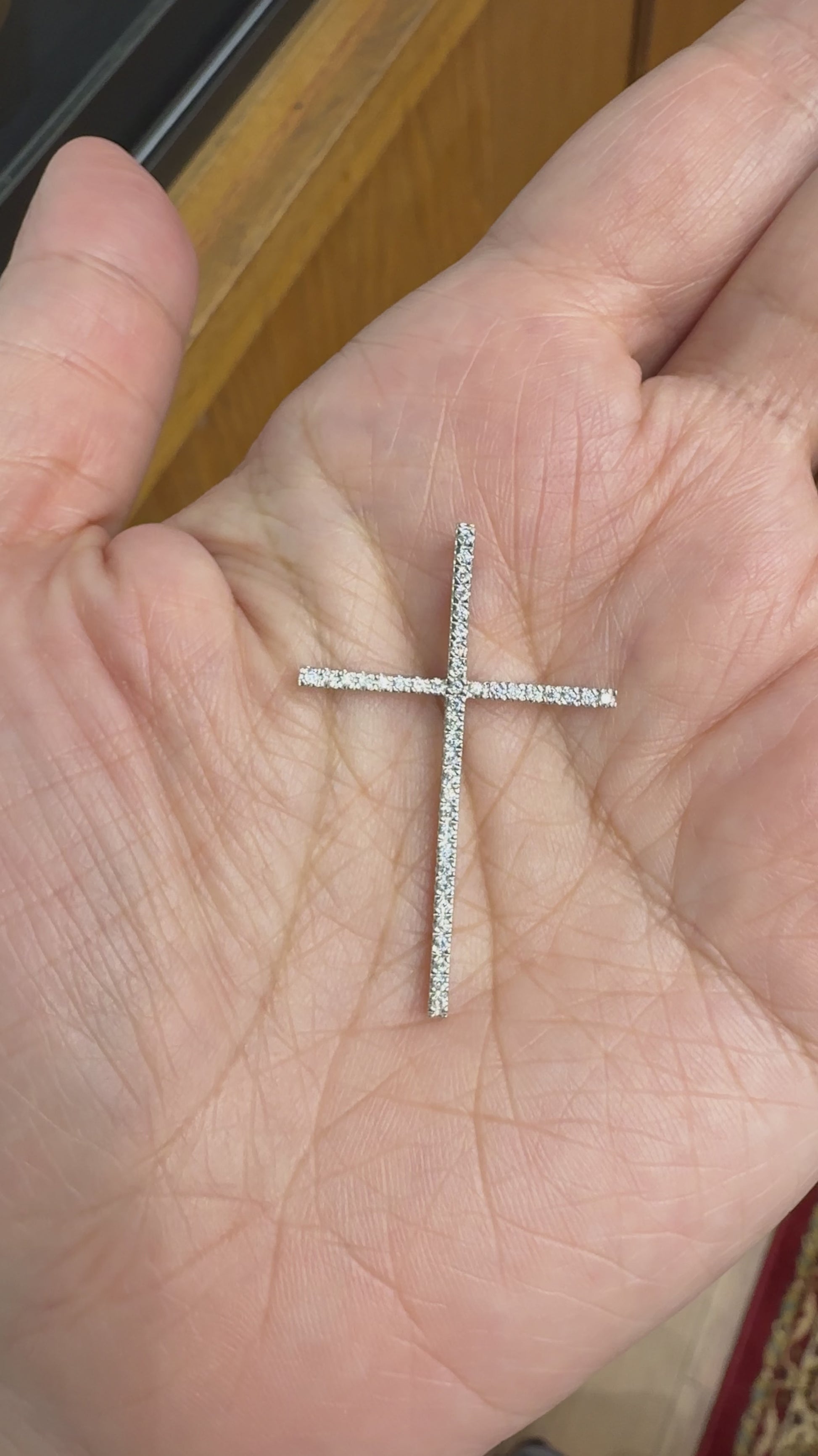 Medium Diamond Cross Pendant 14k White Gold
