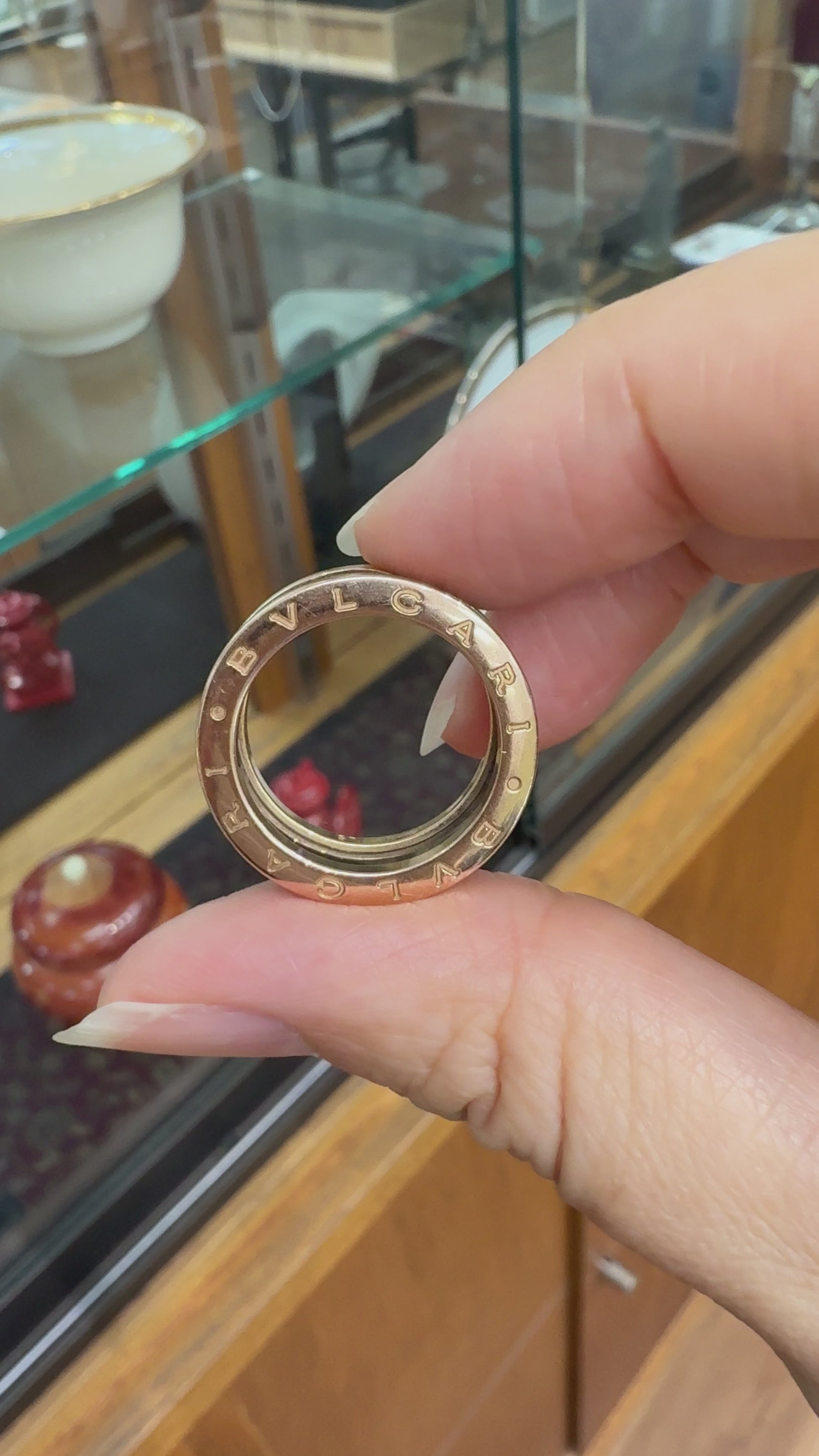BVLGARI Bulgari B.zero1 Two-Band Ring 18k Rose Gold and Ceramic