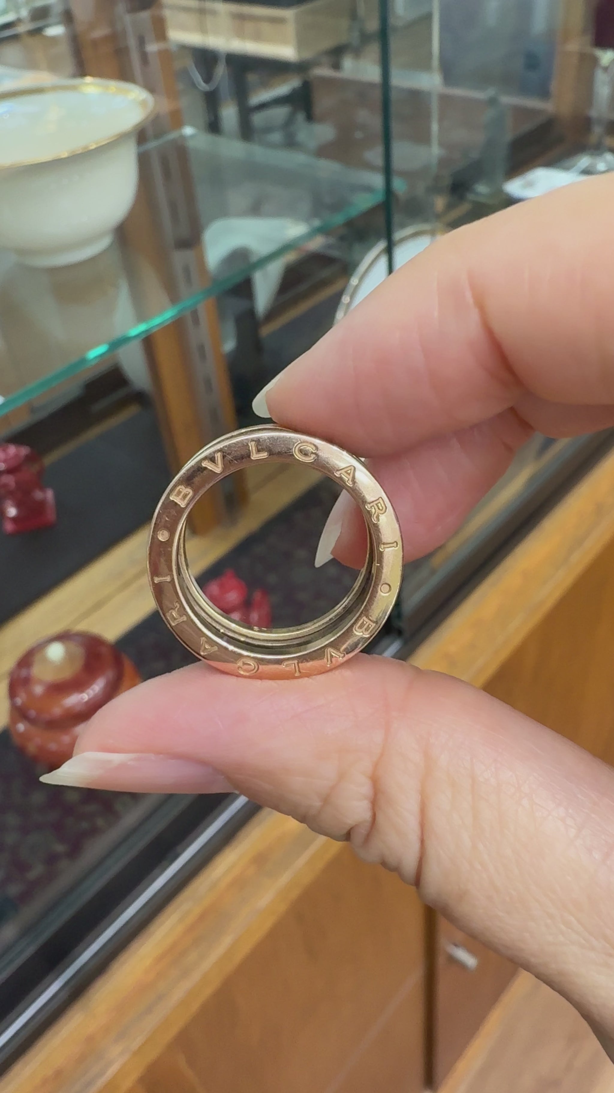 BVLGARI Bulgari B.zero1 Two-Band Ring 18k Rose Gold and Ceramic