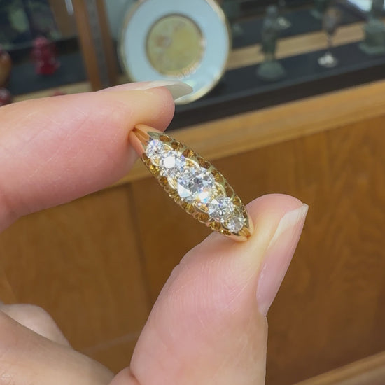 Antique 1896 Chester Assay Old Mine Cut Diamond Ring 18k Yellow Gold