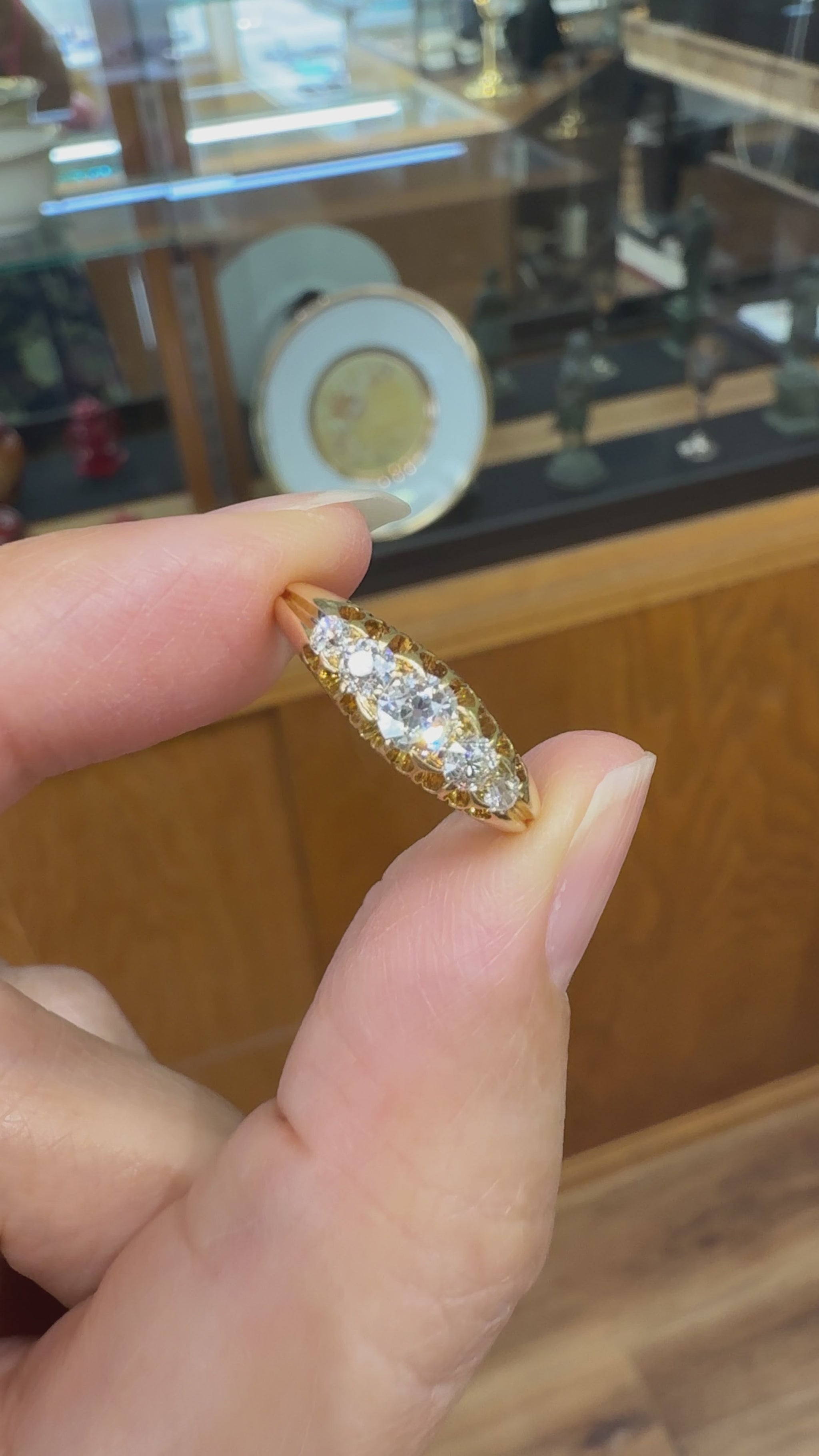 Antique 1896 Chester Assay Old Mine Cut Diamond Ring 18k Yellow Gold
