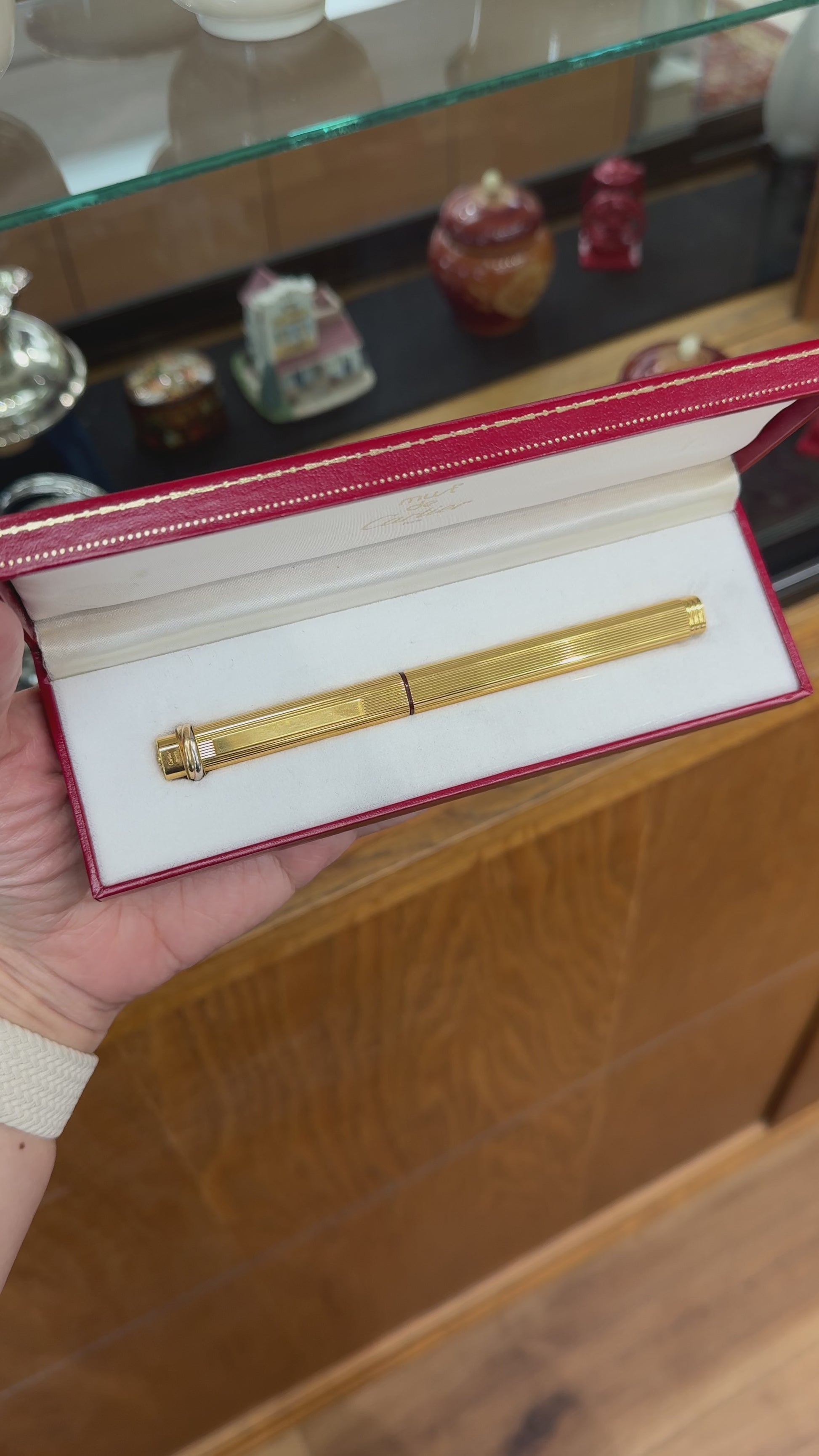 Must De Cartier Pen Vendome Trinity Ball Point 18k Gold Plated