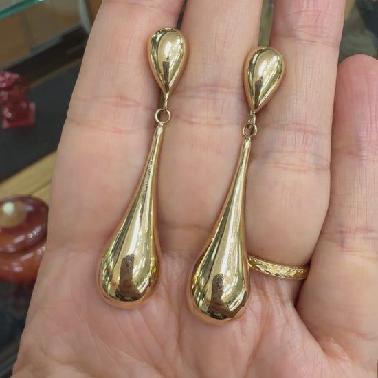 Gold Teardrop Earrings 14k Yellow Gold