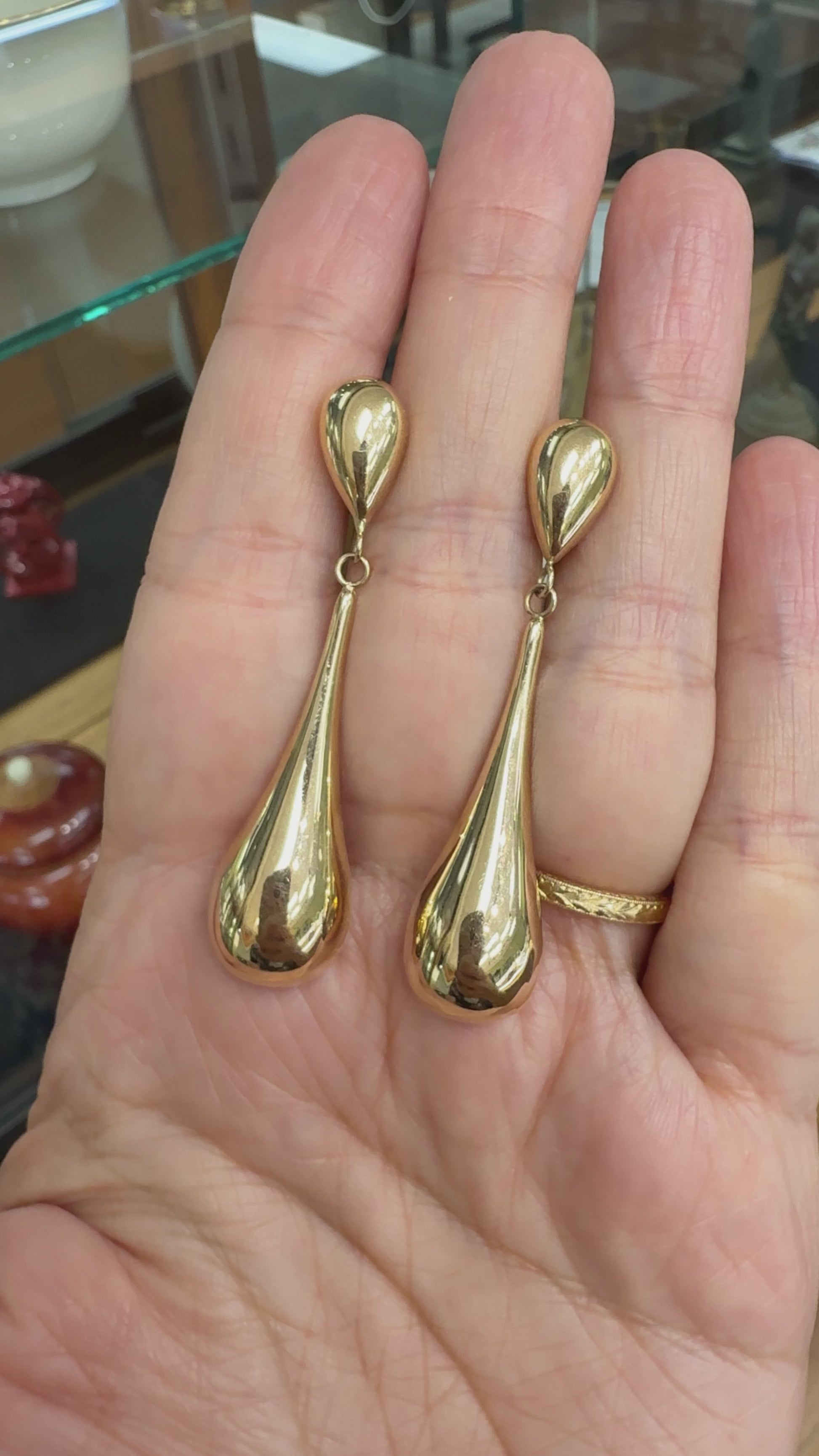 Gold Teardrop Earrings 14k Yellow Gold