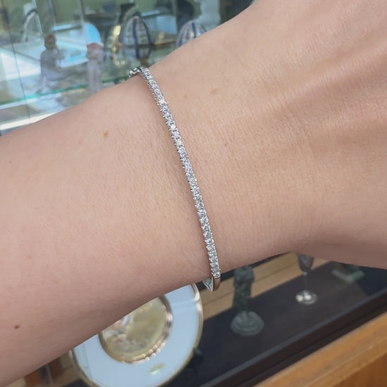 Diamond Half Bangle Bracelet 14k White Gold