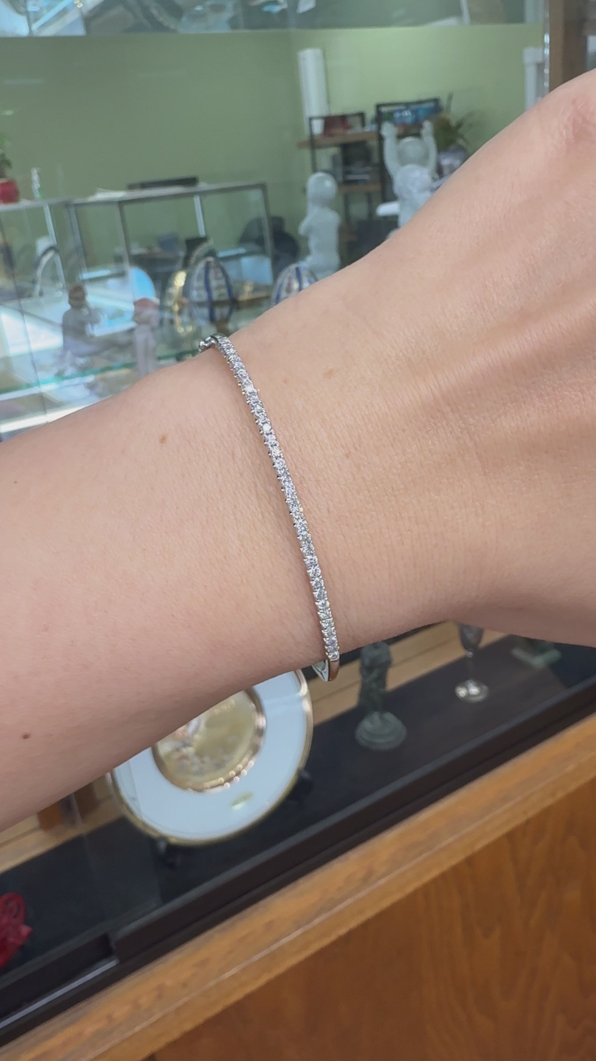 Diamond Half Bangle Bracelet 14k White Gold
