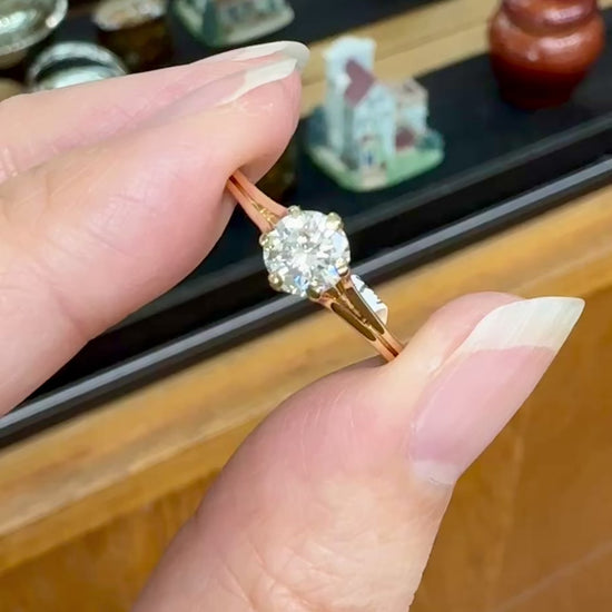 Vintage 1980's .60 Carat Solitaire Diamond Engagement Ring 18k Yellow Gold