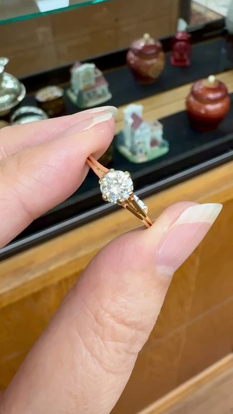 Vintage 1980's .60 Carat Solitaire Diamond Engagement Ring 18k Yellow Gold