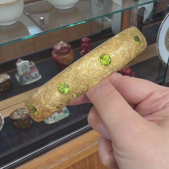 Antique 1905 Art Nouveau Riker Brothers Peridot Arm Bracelet 14k Yellow Gold