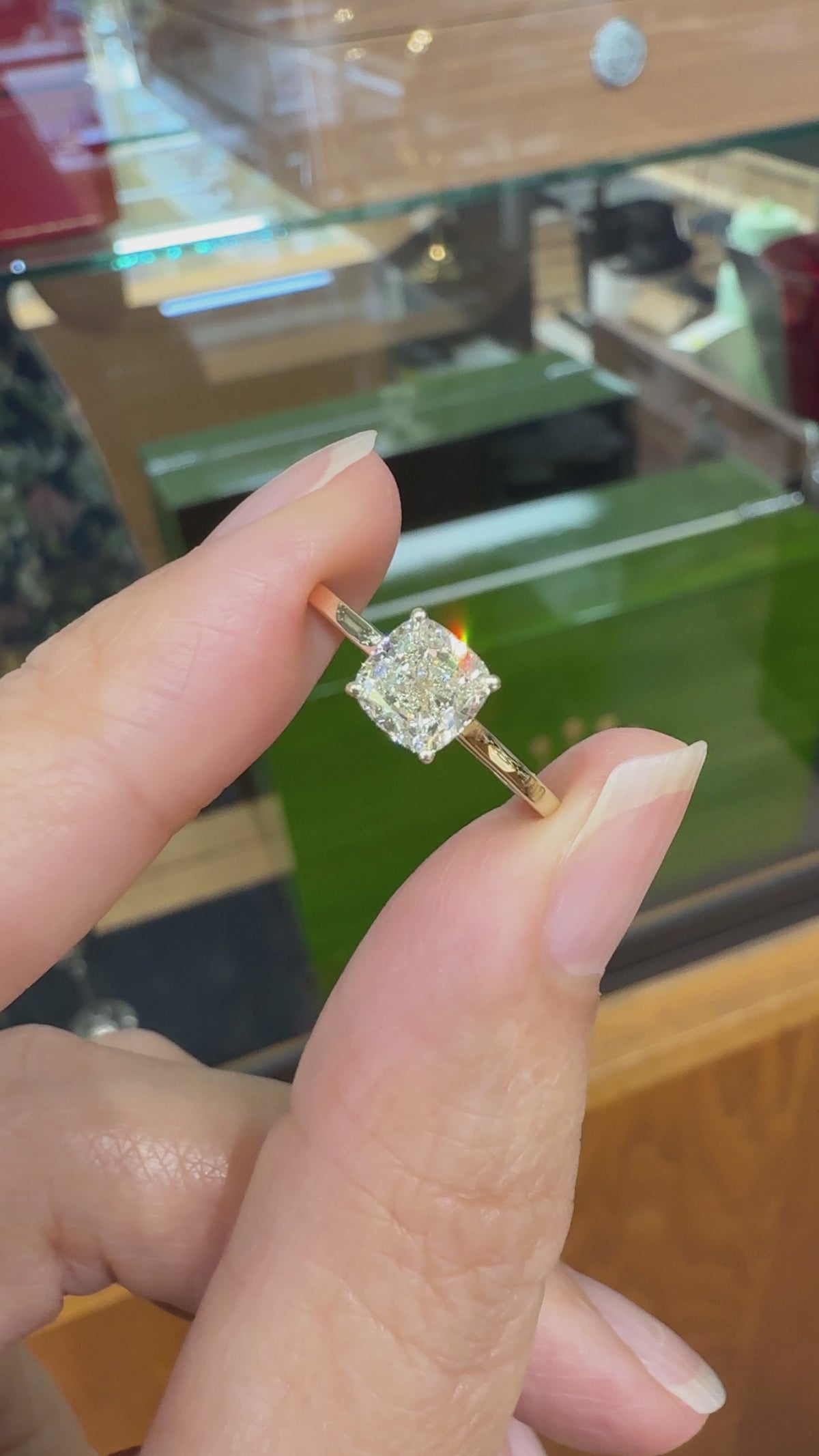 GIA 1.01 Carat Cushion Cut Engagement Ring 14k Yellow Gold