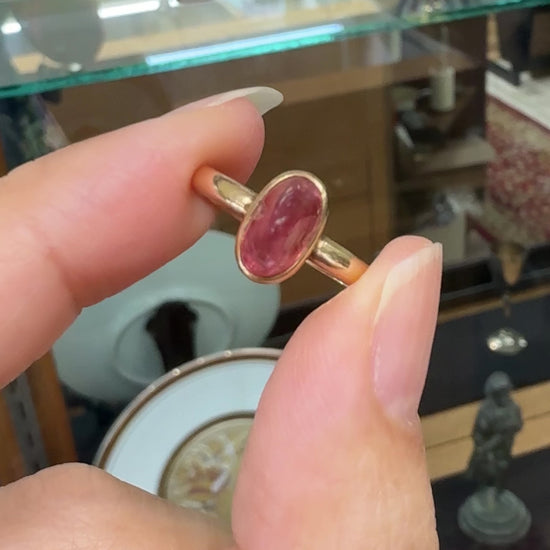 Antique 1910 Soviet Bullet Cut Tourmaline Ring 13k Yellow Gold
