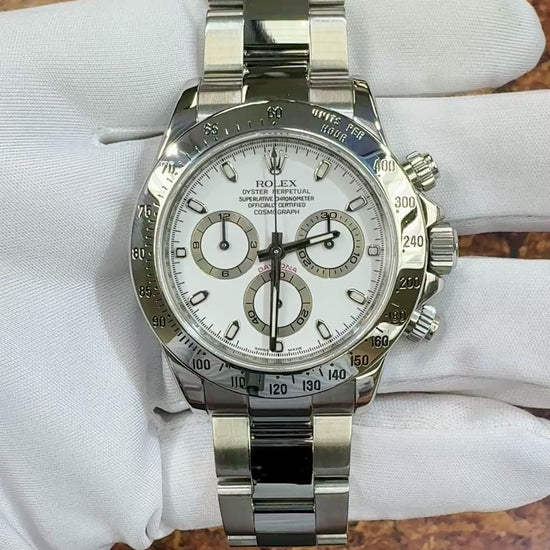 Rolex Daytona Cosmograph White Stainless Steel 40mm REHAUT Watch 116520