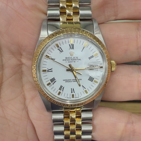 1986 Rolex Date 15053 18K Gold & Stainless Steel Wristwatch Buckley Dial