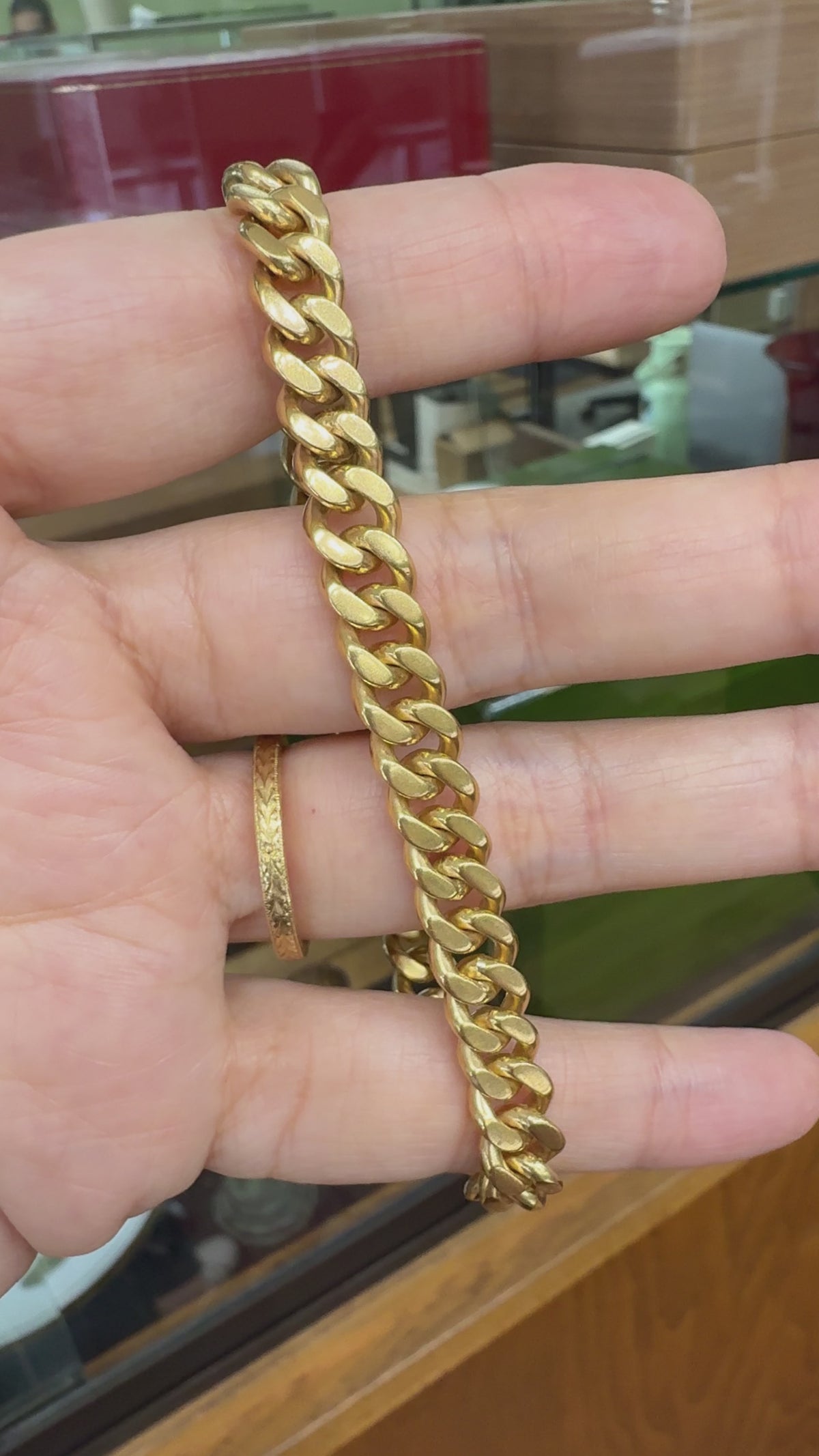 Vintage 1950's Portuguese Curb Link Bracelet 19k Yellow Gold