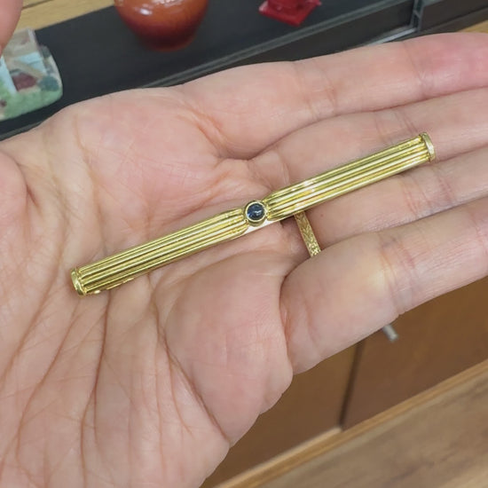 Cartier Pasha Sapphire Tie Clip 18k Yellow Gold