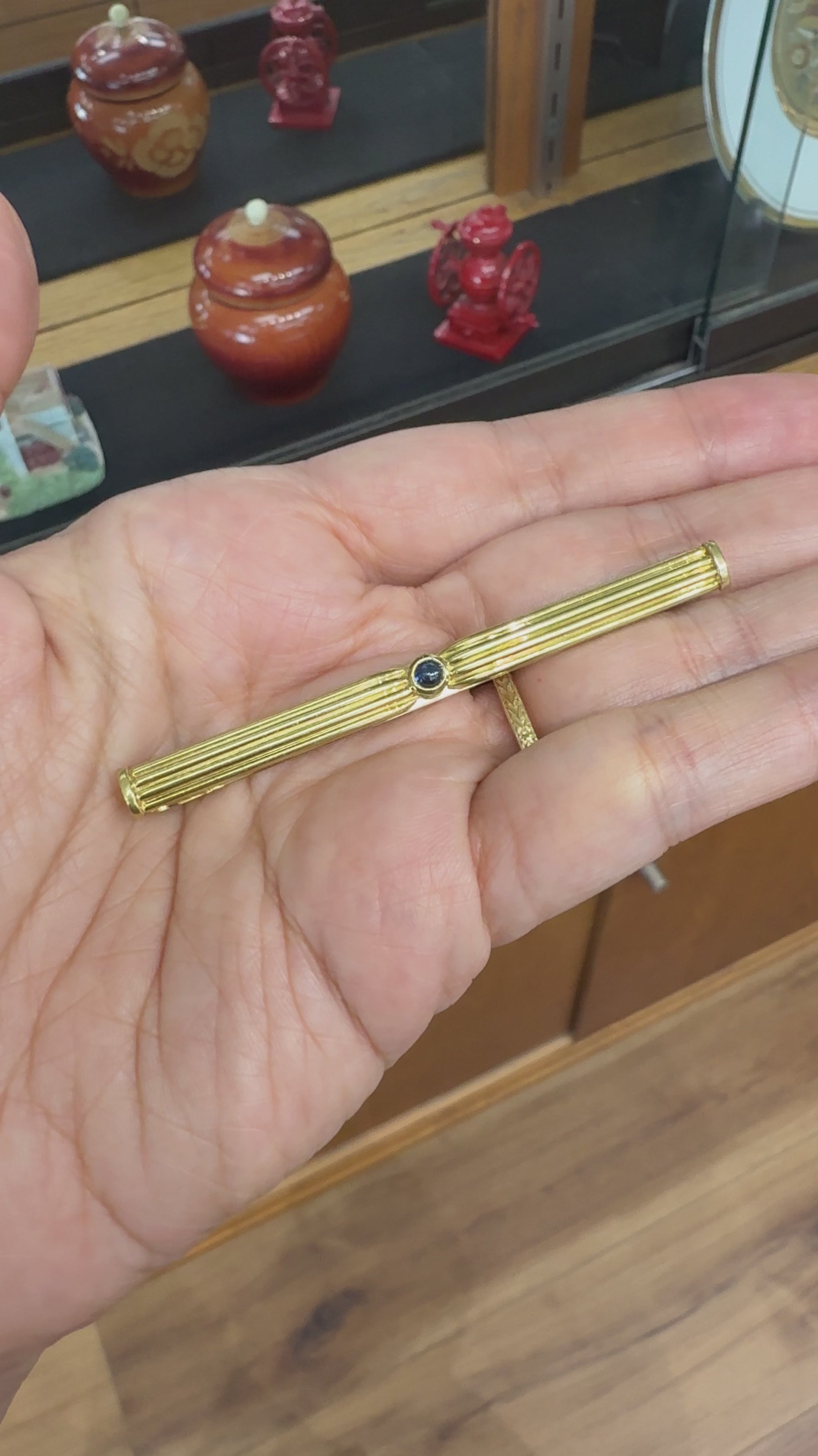 Cartier Pasha Sapphire Tie Clip 18k Yellow Gold