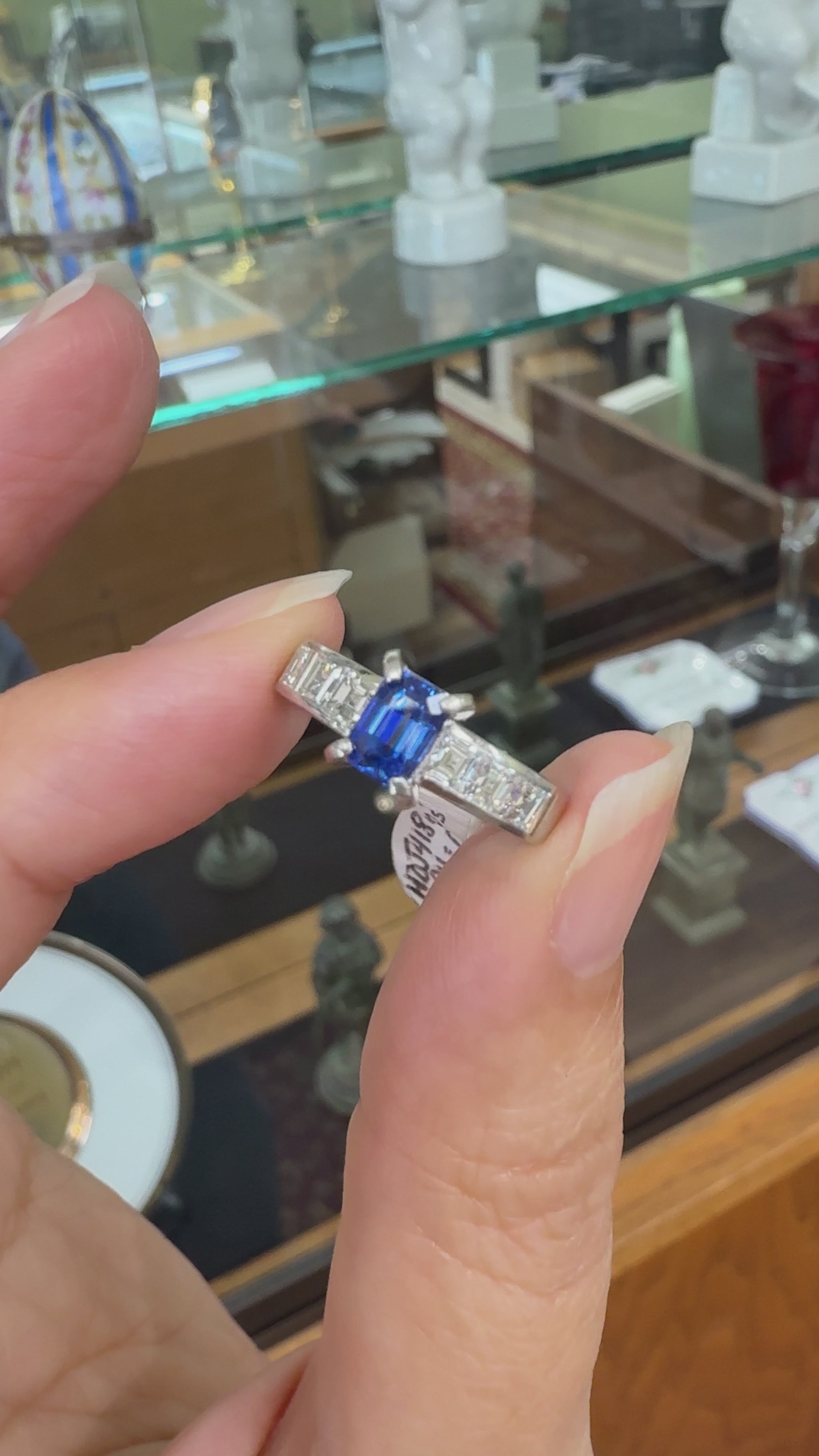 1980's Sapphire and Diamond Platinum Ring
