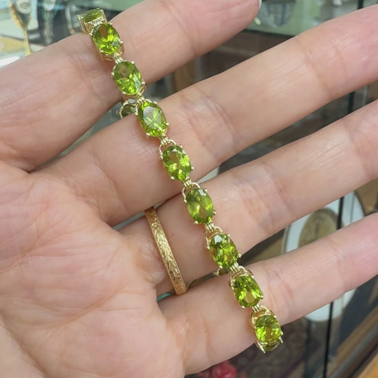 Oval Peridot Tennis Bracelet 14k Yellow Gold