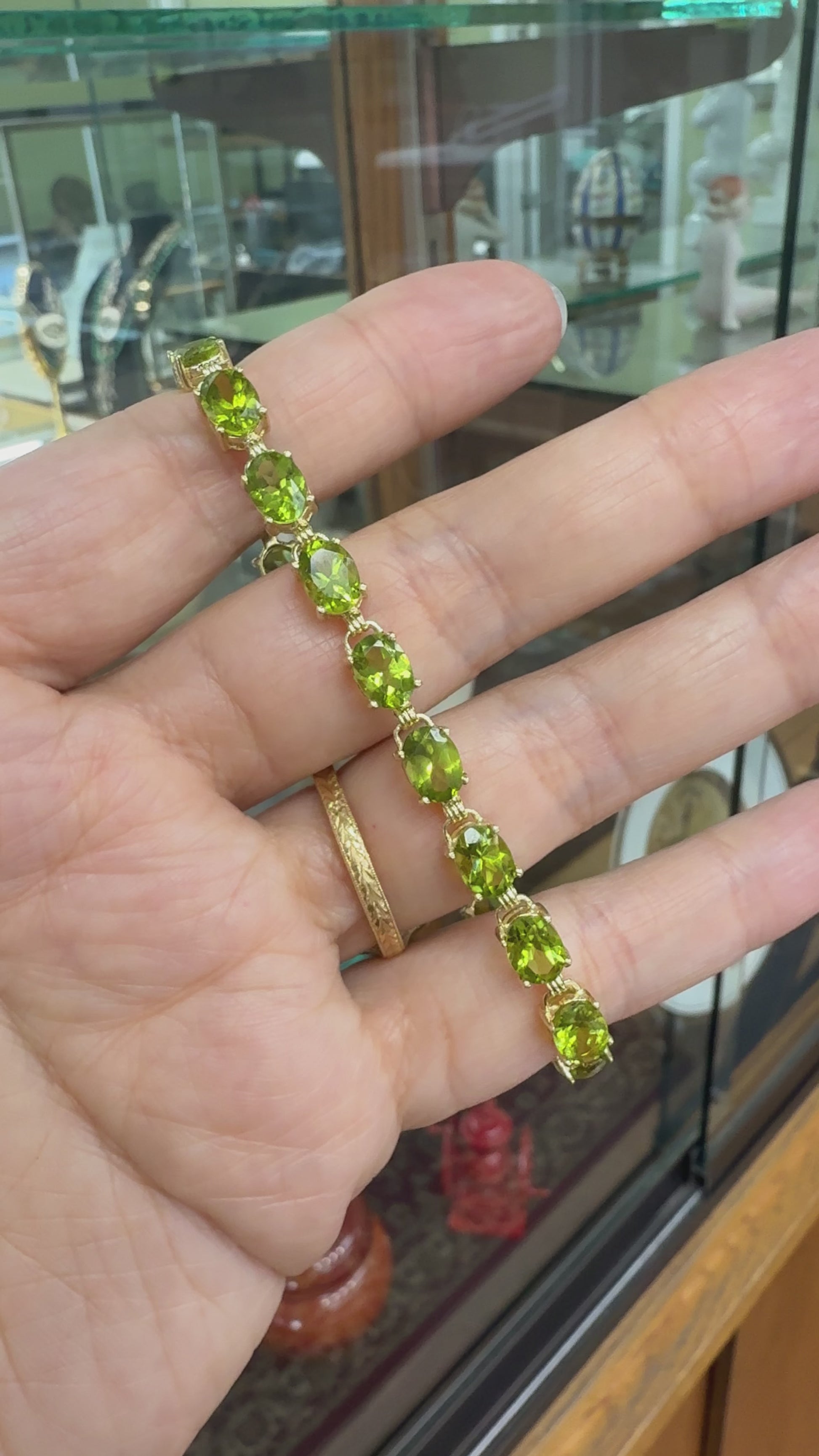 Oval Peridot Tennis Bracelet 14k Yellow Gold