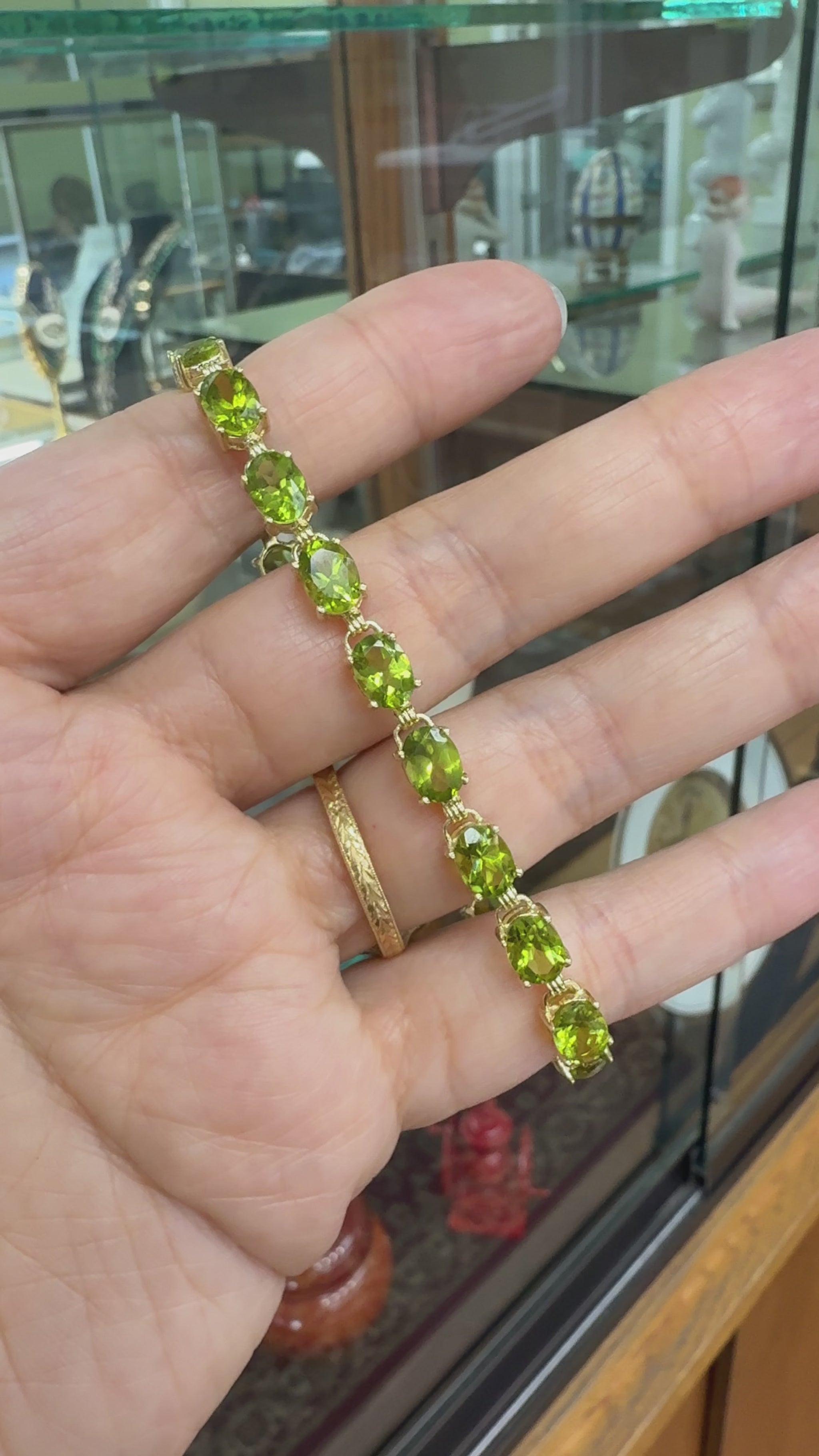 Oval Peridot Tennis Bracelet 14k Yellow Gold