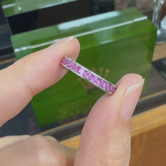 Pink Sapphire Eternity Band 14k Yellow Gold