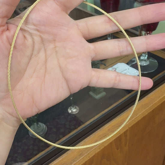 Estate Rounded Cable Wire Rope Twist Necklace 14k Yellow Gold