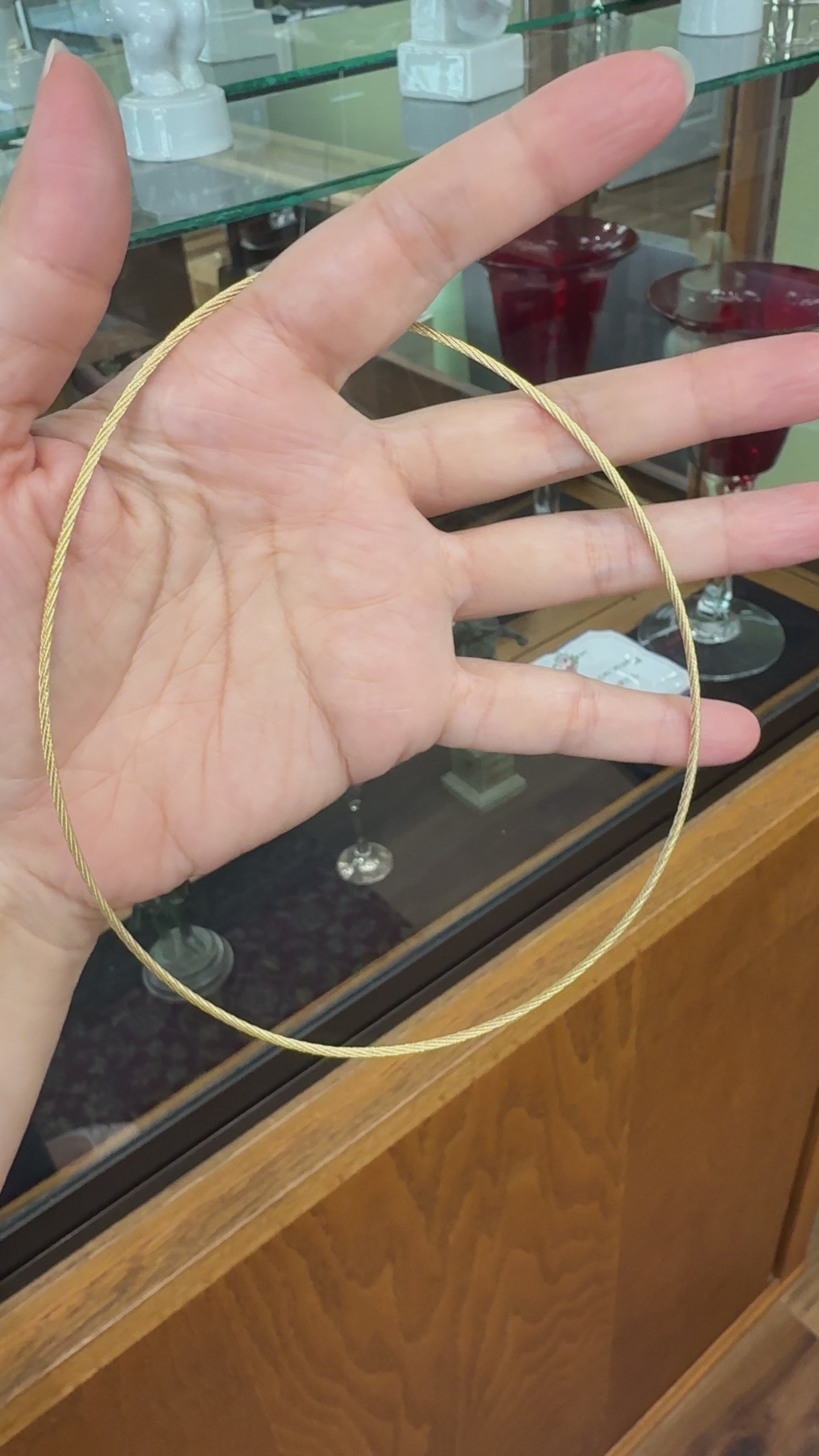 Estate Rounded Cable Wire Rope Twist Necklace 14k Yellow Gold