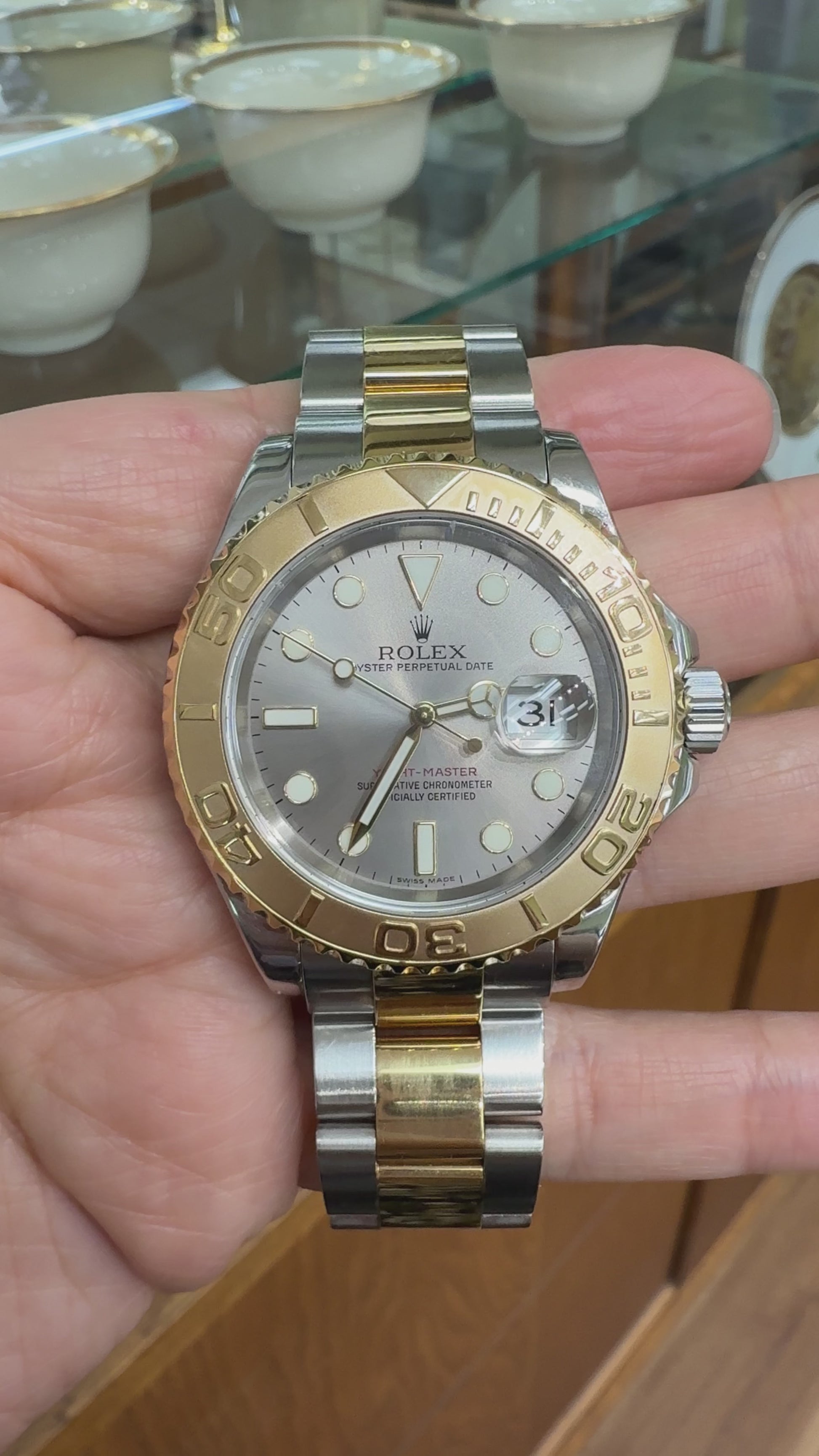 Rolex Yacht-Master 40mm Slate Gray Two-Tone 18K and Steel Watch 16623 Full Set