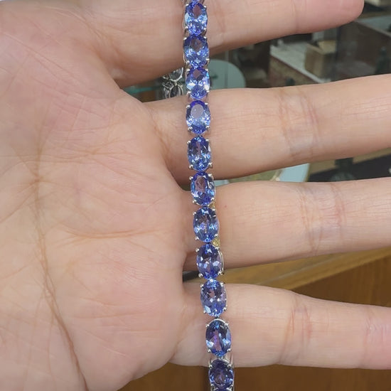Oval Tanzanite Tennis Bracelet 14k/Sterling Silver