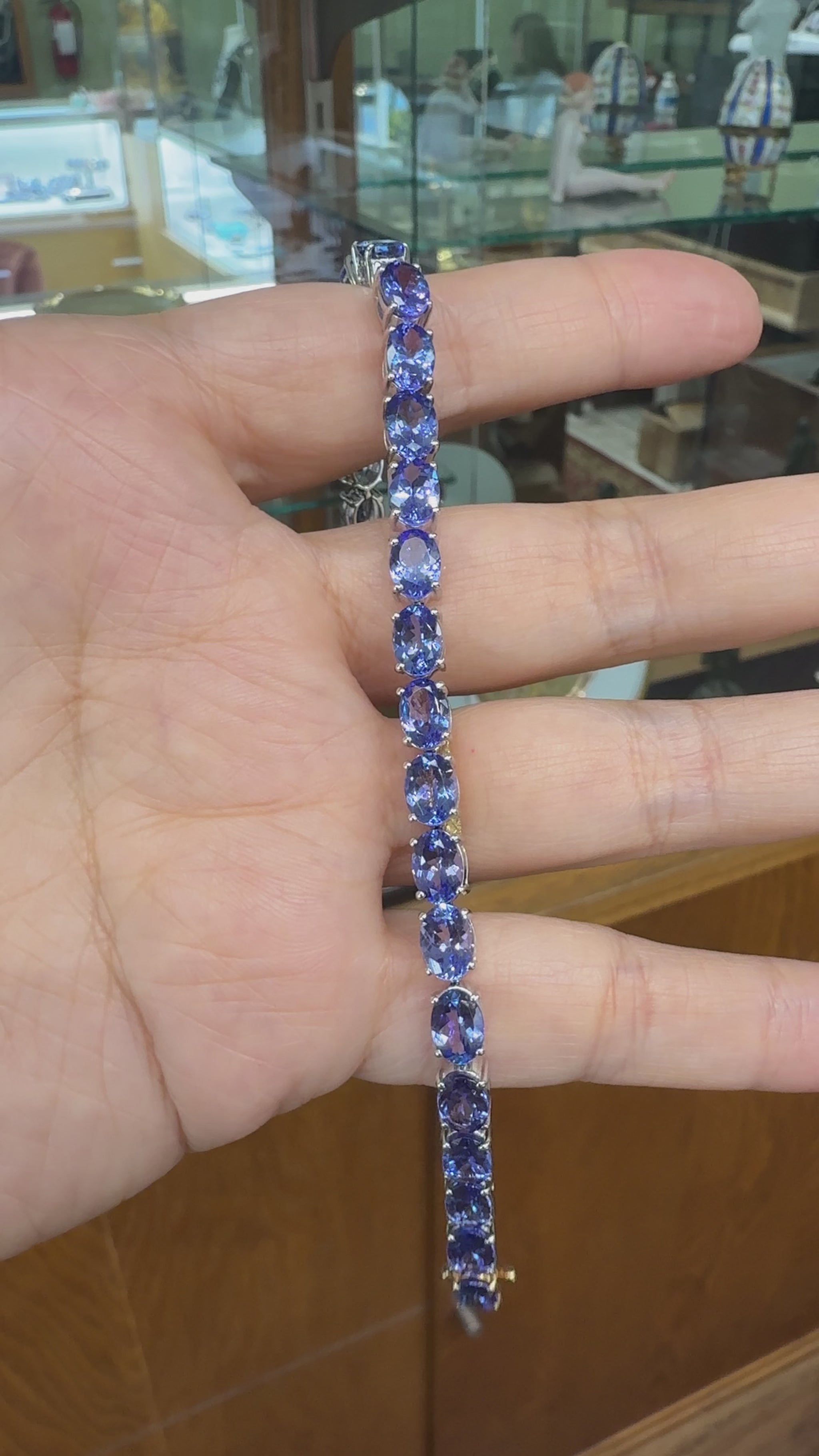 Oval Tanzanite Tennis Bracelet 14k/Sterling Silver