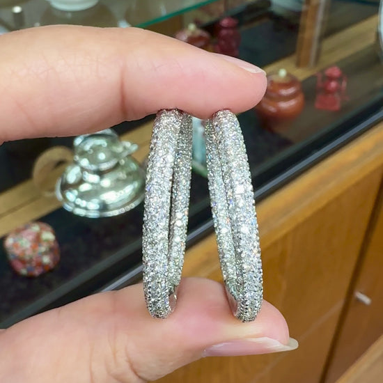 Large Inside out Diamond Hoop Earrings 18k White Gold