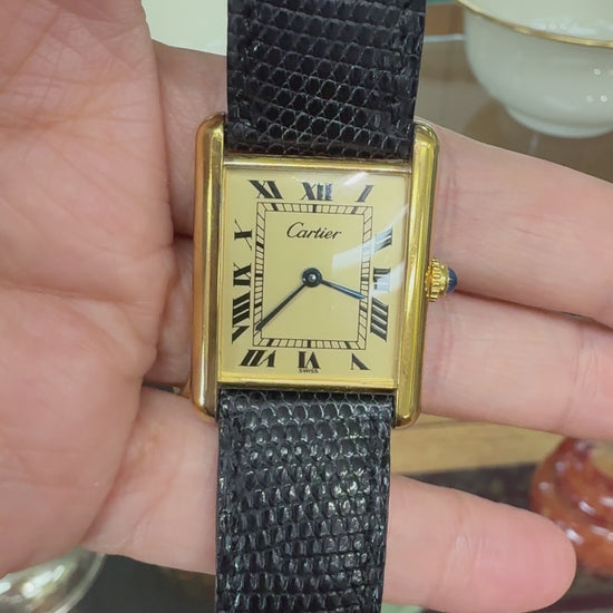 Vintage 1980's Cartier Large Tank Vermeil Watch
