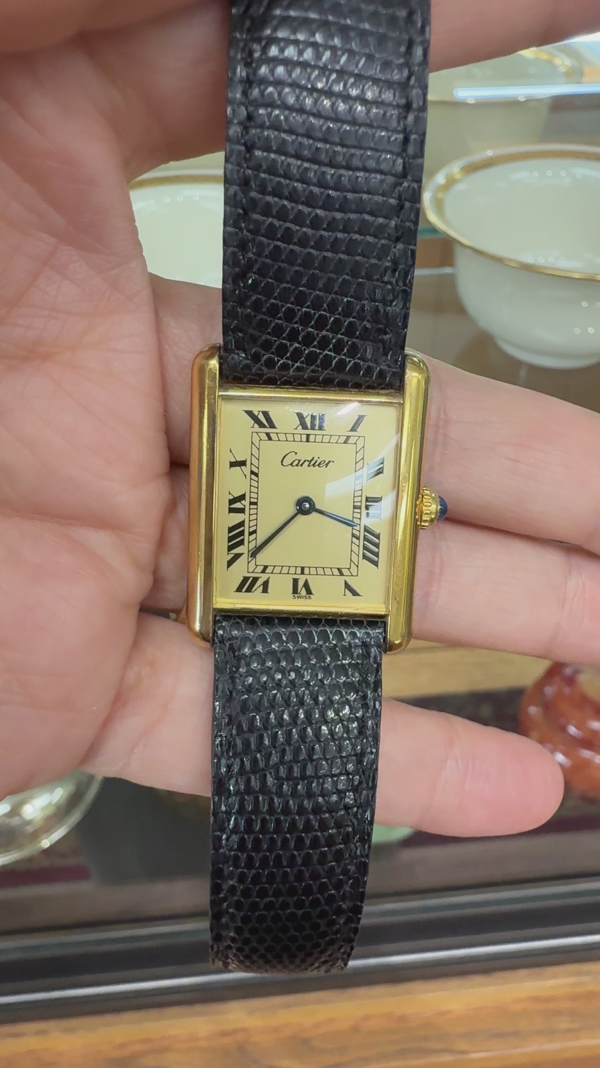 Vintage 1980's Cartier Large Tank Vermeil Watch
