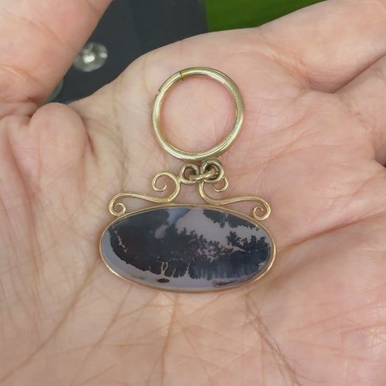 1890's Victorian Dendritic Moss Agate Fob Pendant 14k/Gold Filled
