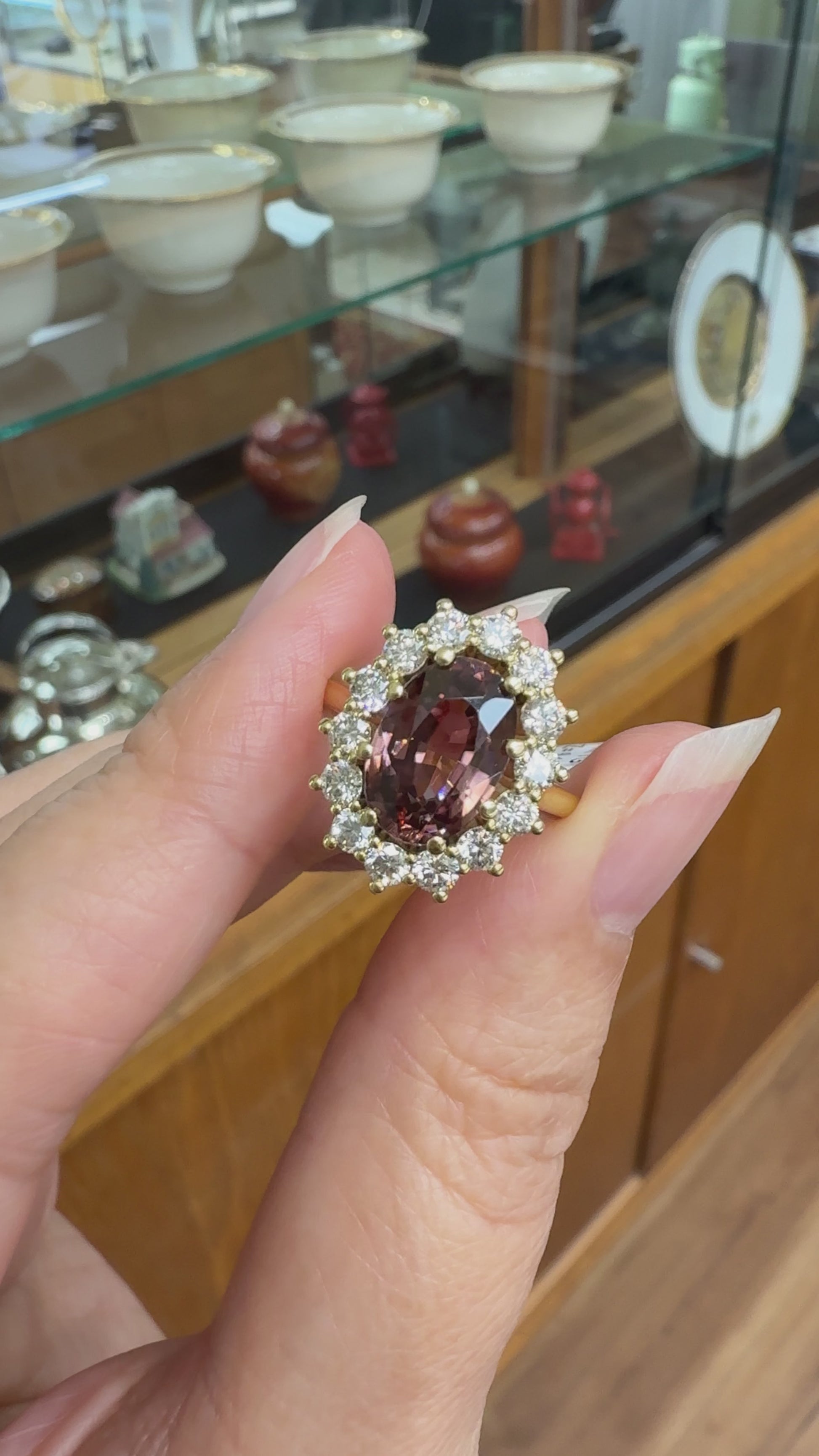 Zircon and Diamond Halo Ring 14k Yellow Gold