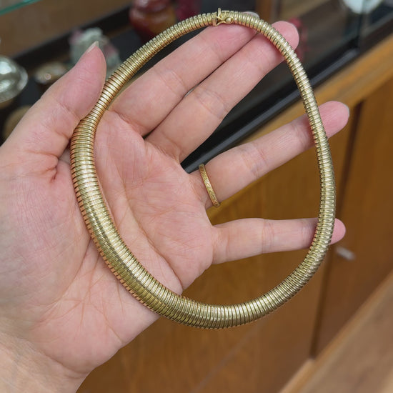 Vintage 1970's Tubogas Necklace 14k Yellow Gold
