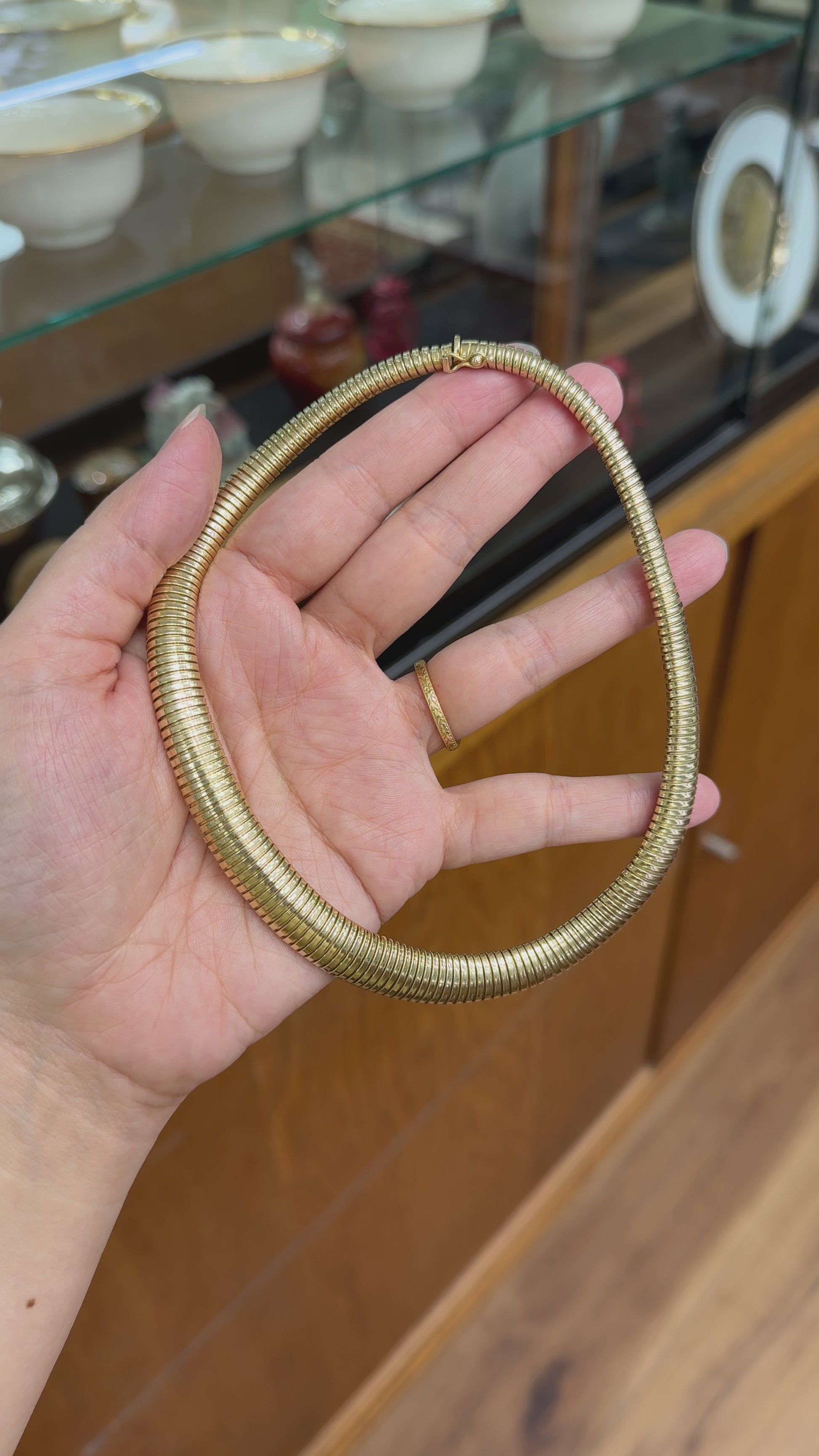Vintage 1970's Tubogas Necklace 14k Yellow Gold