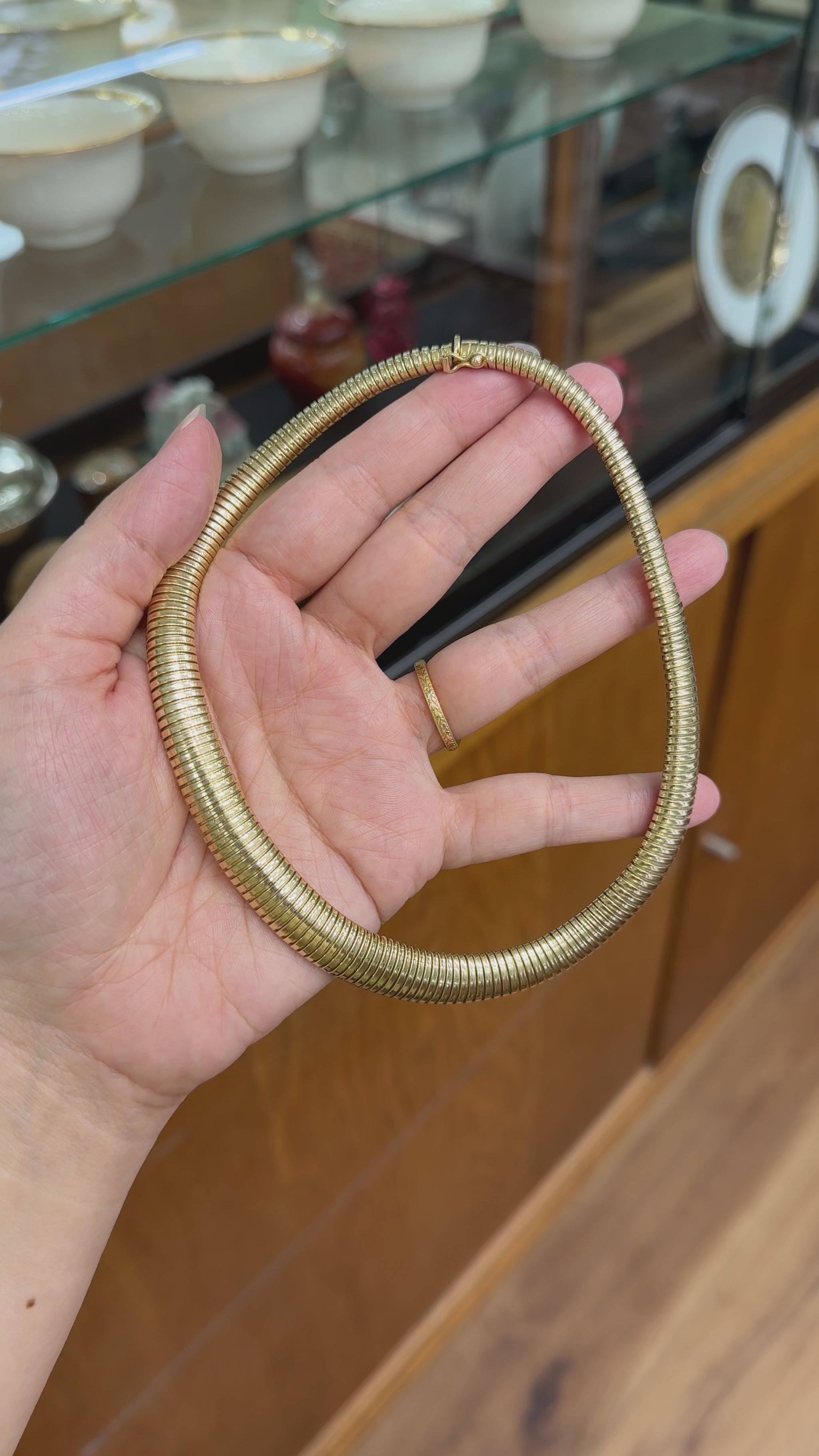 Vintage 1970's Tubogas Necklace 14k Yellow Gold