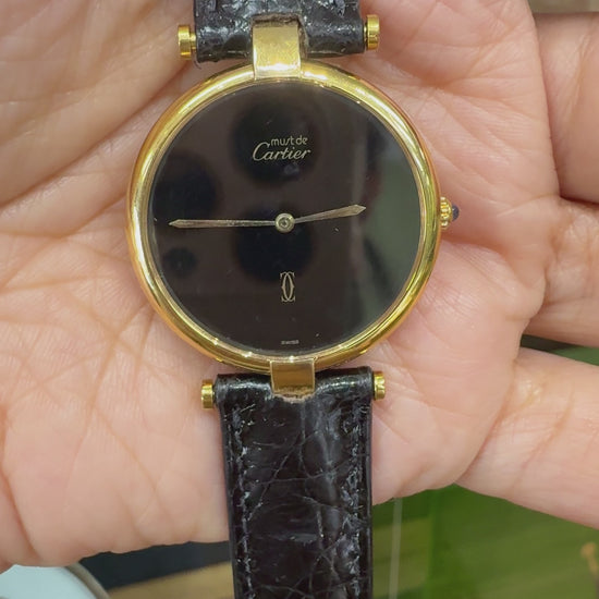 Vintage Cartier Vendome Vermeil 925 case quartz Large size Men's