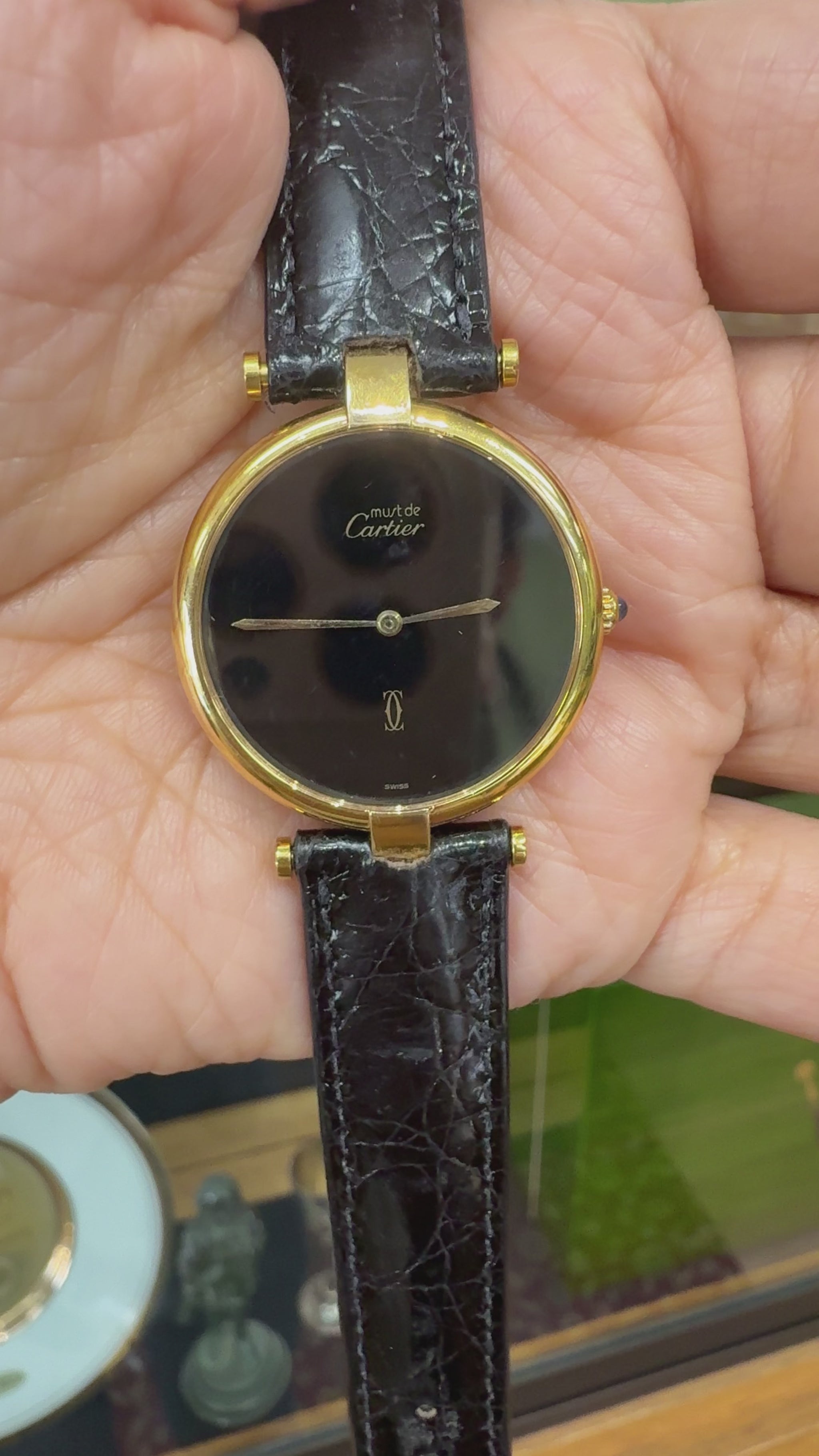 Vintage Cartier Vendome Vermeil 925 case quartz Large size Men's