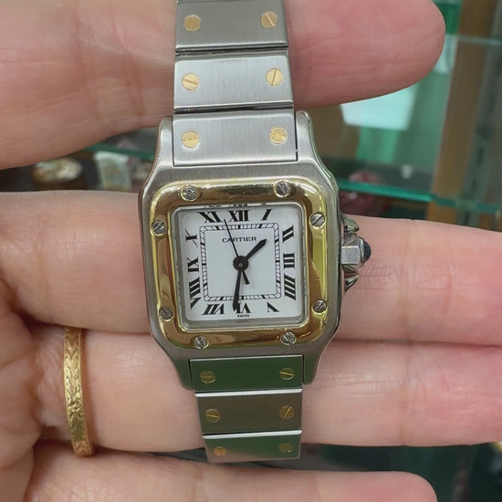 Cartier Santos Watch White Dial 18k YG/SS 1980's